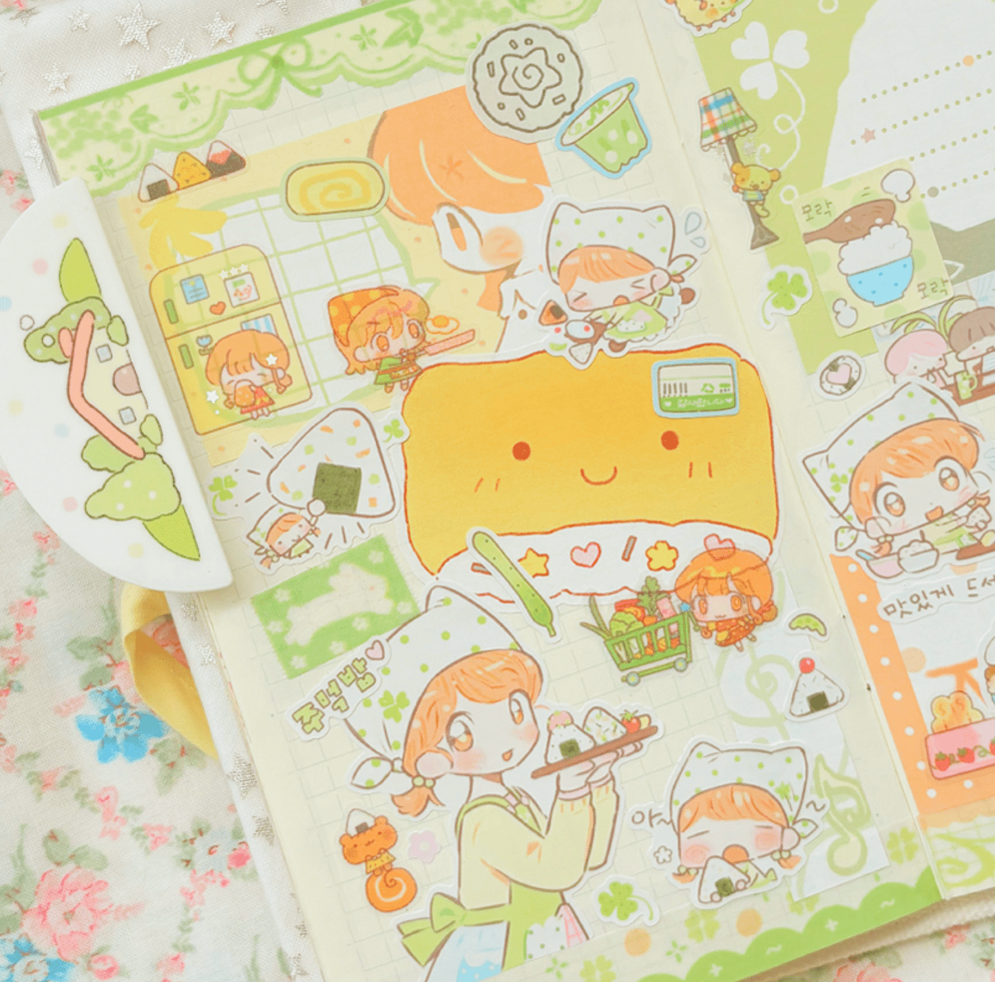 [CW166] NEW Cotton World 'A Refreshing Daily Life' Sticker Pack (Single/Pack) -Cotton World_CW166S5 - Onigiri Shop_korean_sticker_stationery