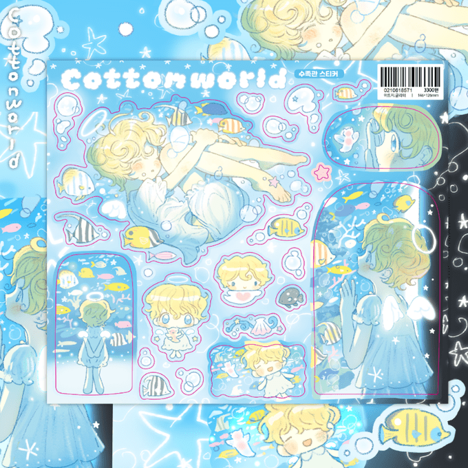 [CW170] NEW Cotton World 'Aquarium' Sticker Sheet -Cotton World__korean_sticker_stationery