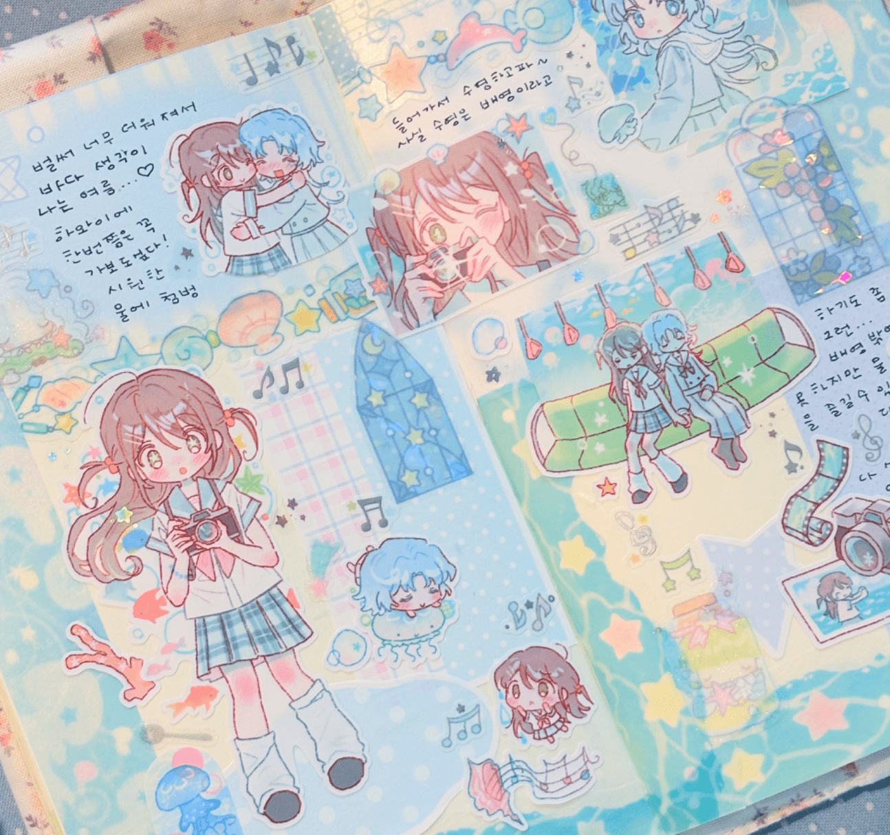 [CW171] NEW Cotton World 'Jellyfish Girl' Sticker Sheet -Cotton World__korean_sticker_stationery