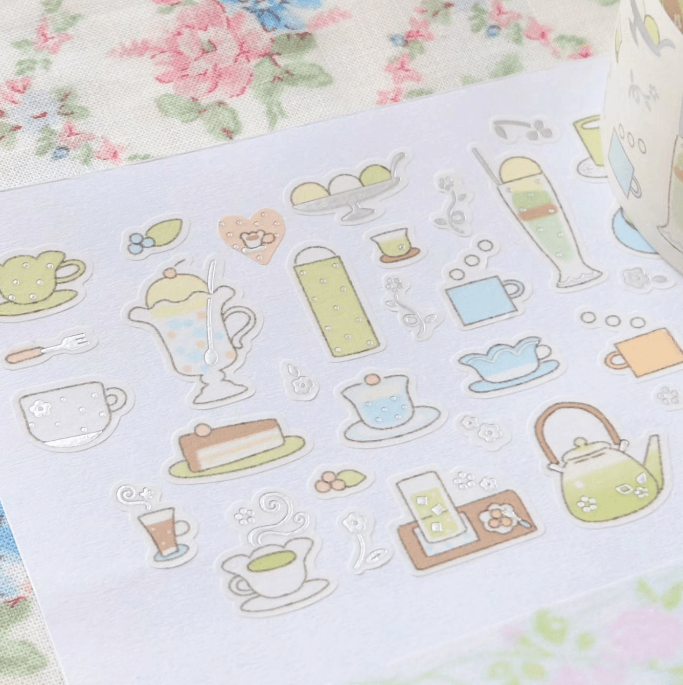 [CW172] NEW Cotton World 'Blooming Teatime' Kisscut Masking Tape 35mm x 5m -Cotton World__korean_sticker_stationery