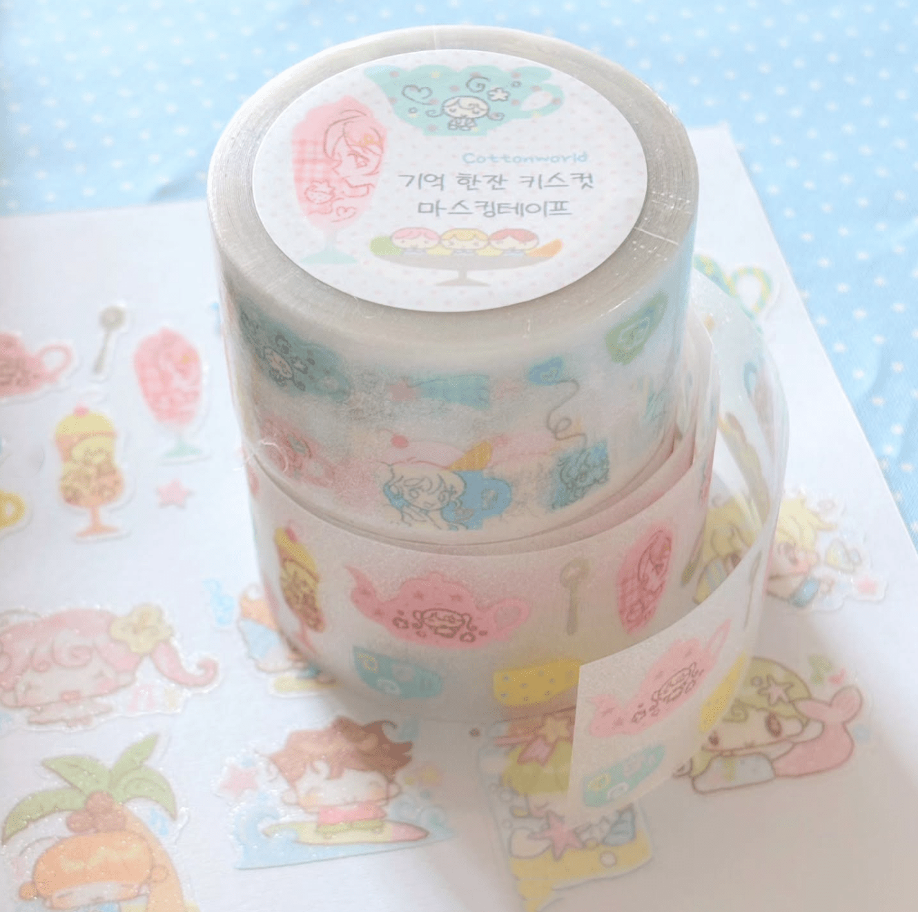 [CW175] NEW Cotton World 'Cup of Memory/Beach Friends' Kisscut Masking Tape (options) -Cotton World_CW175S1 - Cup of Memory_korean_sticker_stationery
