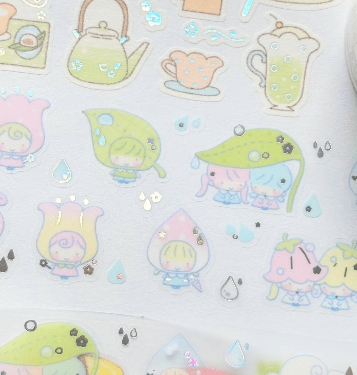 [CW176] NEW Cotton World 'Raindrop Sound/Conveyor Belt Sushi' Kisscut Masking Tape (options) -Cotton World_CW176S1 - Raindrop Sound_korean_sticker_stationery