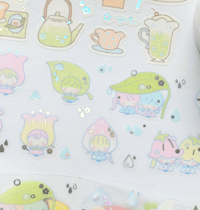 [CW176] NEW Cotton World 'Raindrop Sound/Conveyor Belt Sushi' Kisscut Masking Tape (options) -Cotton World_CW176S1 - Raindrop Sound_korean_sticker_stationery