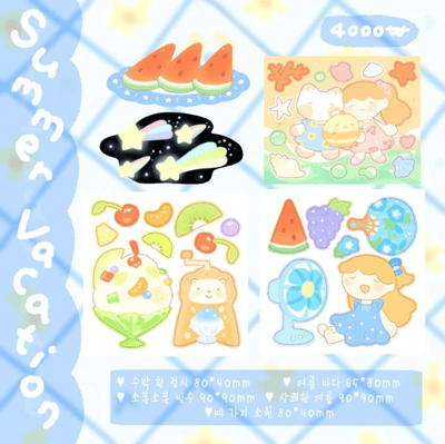 [CW39] Cotton World Summer Break Mini Sticker Pack - Cotton World__korean_sticker_stationery
