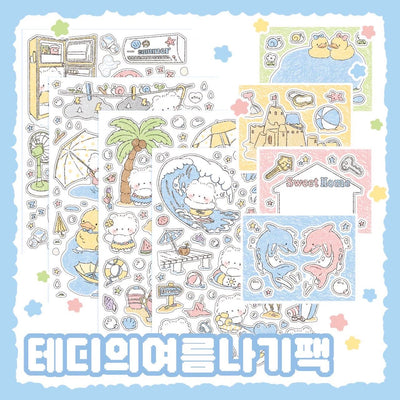 [DC141] Danchoo Teddy's Summer Sticker Pack (Single/Pack) - Danchoo_DC141 - Pack_korean_sticker_stationery