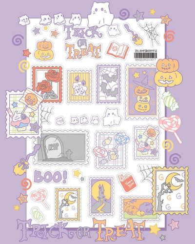 [DC154] Danchoo 'Trick or Treat Stamps' Sticker Sheet - Danchoo__korean_sticker_stationery