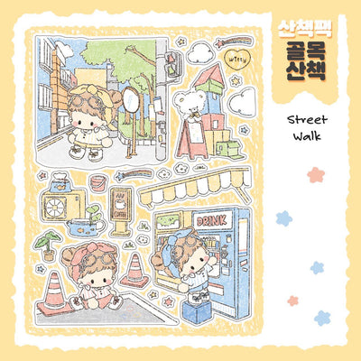 [DC163] Danchoo 'Walk' Sticker Pack (Single/Pack) - Danchoo_DC163S1 - Street Walk_korean_sticker_stationery
