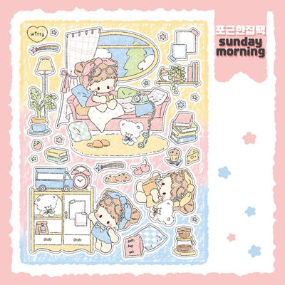 [DC164] Danchoo 'Cozy House' Sticker Pack (Single/Pack) - Danchoo_DC164S1 - Sunday Morning_korean_sticker_stationery