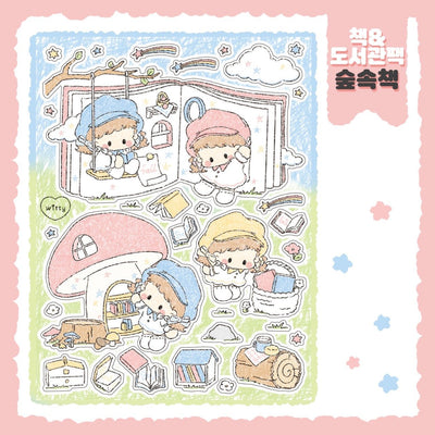 [DC165] Danchoo 'Book & Library' Sticker Pack (Single/Pack) - Danchoo_DC165S1 - Forest Book_korean_sticker_stationery