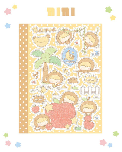 [DC190] NEW Danchoo 'Kiki Monkey/Fruit Fairy/Sleepy Star Angel' Sticker Sheets (options) - Danchoo_DC190S1 - Kiki Monkey_korean_sticker_stationery