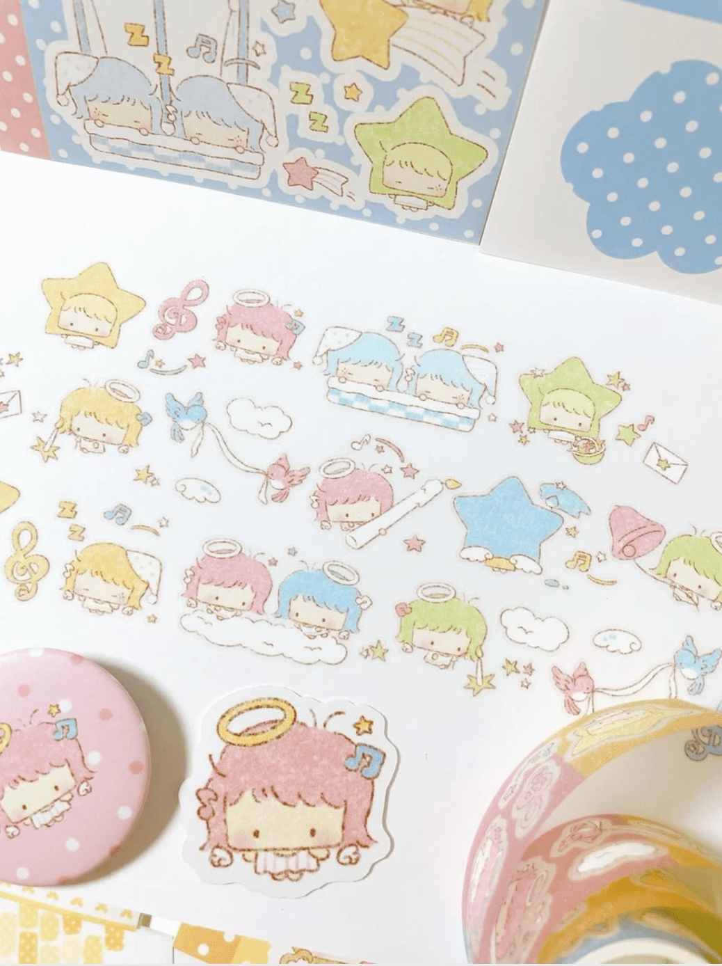 [DC191] NEW Danchoo 'Kiki Monkey/Fruit Fairy/Sleepy Star Angel' Sugar Glitter Kisscut Masking Tape (options) - Danchoo_DC191S3 - Sleepy Star Angel_korean_sticker_stationery