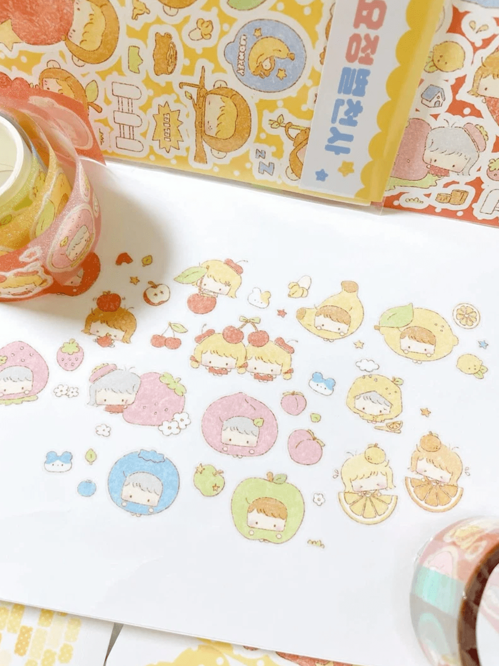 [DC191] NEW Danchoo 'Kiki Monkey/Fruit Fairy/Sleepy Star Angel' Sugar Glitter Kisscut Masking Tape (options) - Danchoo_DC191S2 - Fruit Fairy_korean_sticker_stationery