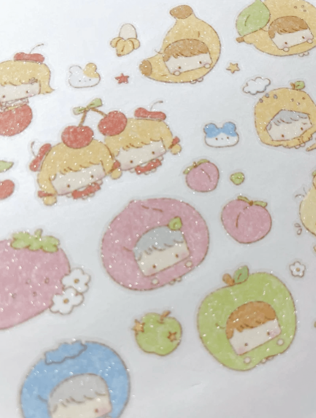 [DC191] NEW Danchoo 'Kiki Monkey/Fruit Fairy/Sleepy Star Angel' Sugar Glitter Kisscut Masking Tape (options) - Danchoo_DC191S2 - Fruit Fairy_korean_sticker_stationery