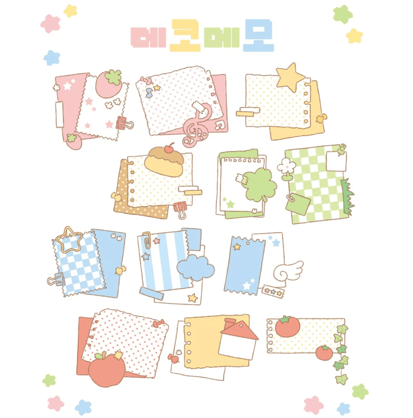 [DC192] NEW Danchoo 'Deco Fence/Dotted Cloud & Grass/Deco Memo' Memo Kisscut Masking Tape (options) - Danchoo_DC192S3 - Deco Memo_korean_sticker_stationery