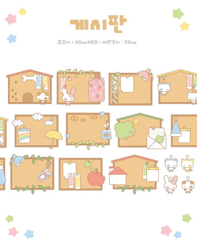 [DC206] NEW Danchoo 'Bulletin Board' Kisscut Masking Tape -Danchoo__korean_sticker_stationery