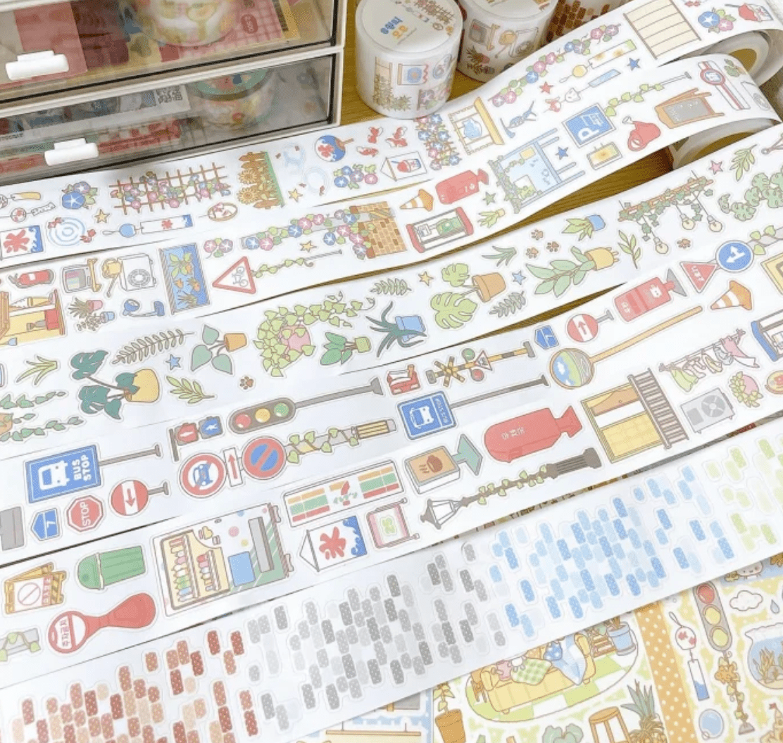 [DC207] NEW Danchoo 'Street Objects' Kisscut Masking Tape -Danchoo__korean_sticker_stationery