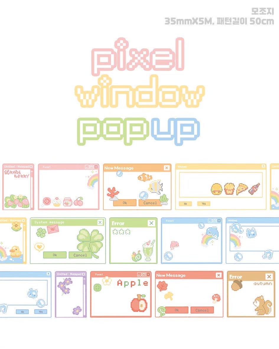 [DC208] NEW Danchoo 'Pixel Window Popup' Kisscut Masking Tape -Danchoo__korean_sticker_stationery