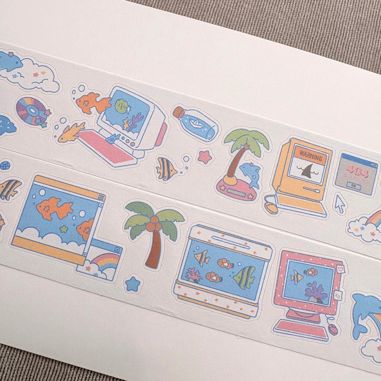 [DC212] NEW Danchoo 'aqua.zip' Kisscut Masking Tape -Danchoo__korean_sticker_stationery