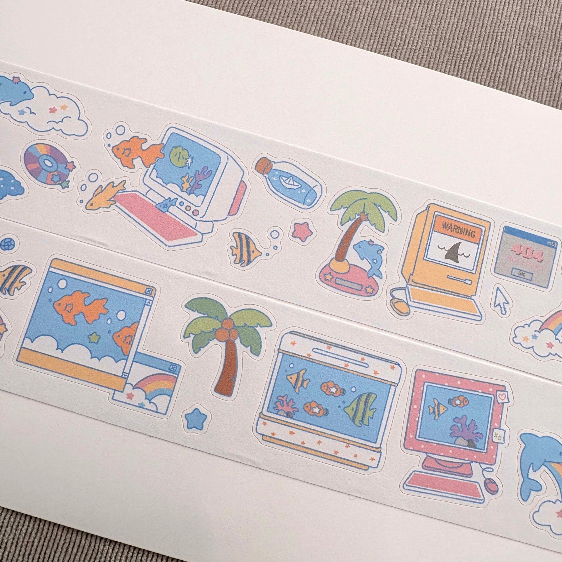 [DC212] NEW Danchoo 'aqua.zip' Kisscut Masking Tape -Danchoo__korean_sticker_stationery
