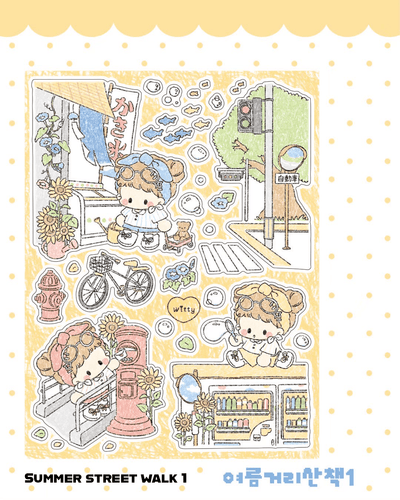 [DC214] NEW Danchoo 'Summer Walk' Sticker Pack (Single/Pack) -Danchoo_DC214S1 - Street Walk 1_korean_sticker_stationery