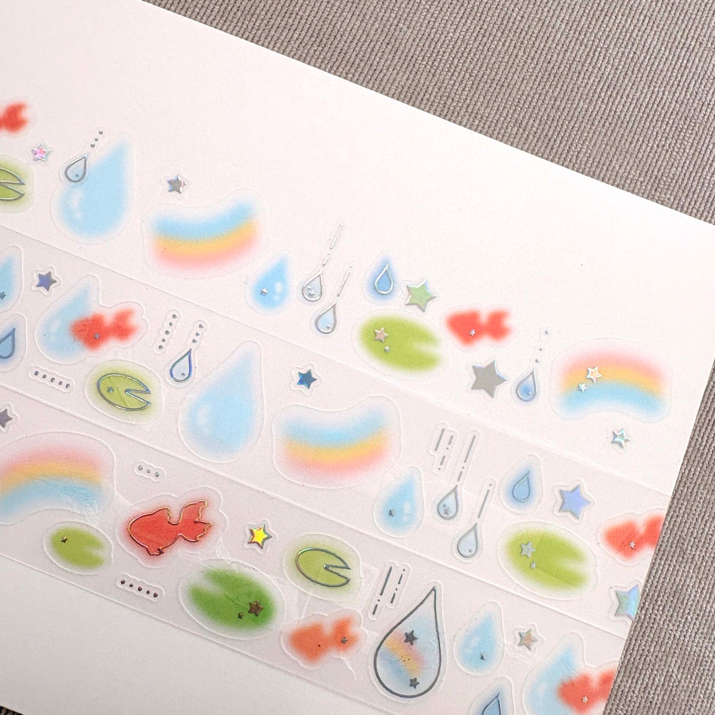 [DC215] NEW Danchoo 'Goldfish, Rainbow, and Raindrop' Kisscut Masking Tape -Danchoo__korean_sticker_stationery