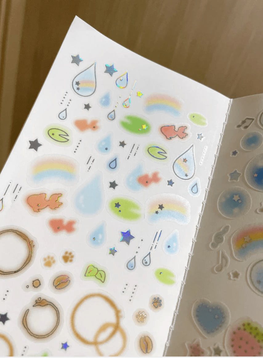 [DC215] NEW Danchoo 'Goldfish, Rainbow, and Raindrop' Kisscut Masking Tape -Danchoo__korean_sticker_stationery