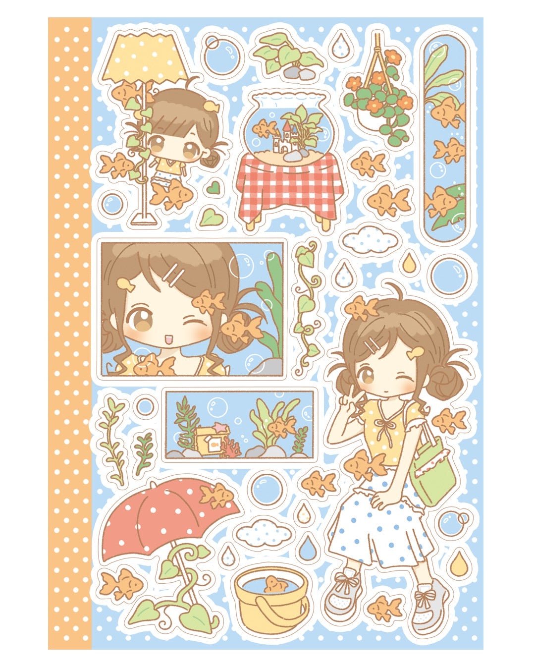 [DC223] NEW Danchoo 'Bubble Bubble Goldfish/Goldfish Mood' Sticker Sheets (options) -Danchoo_DC223S2- Goldfish Mood (Girl)_korean_sticker_stationery