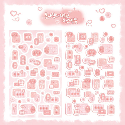 [DC35] Danchoo Cotton Candy Patchwork Masking Seal Pack (Pack/Single) - Danchoo_DC35S1 - Pink_korean_sticker_stationery
