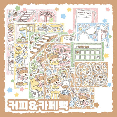 [DC64] Danchoo Coffee and Cafe Sticker Pack (Pack/Singles) - Danchoo_DC64 - Pack_korean_sticker_stationery