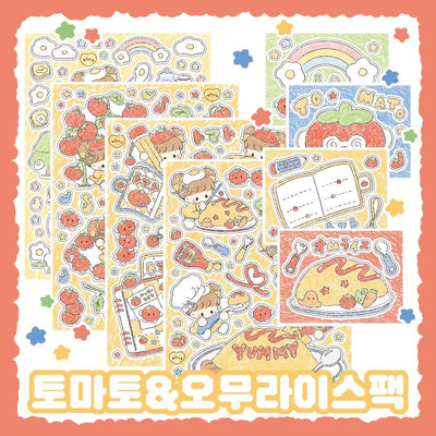 [DC65] Danchoo Tomato and Omurice Sticker Pack (Pack/Singles) - Danchoo_DC65 - Pack_korean_sticker_stationery
