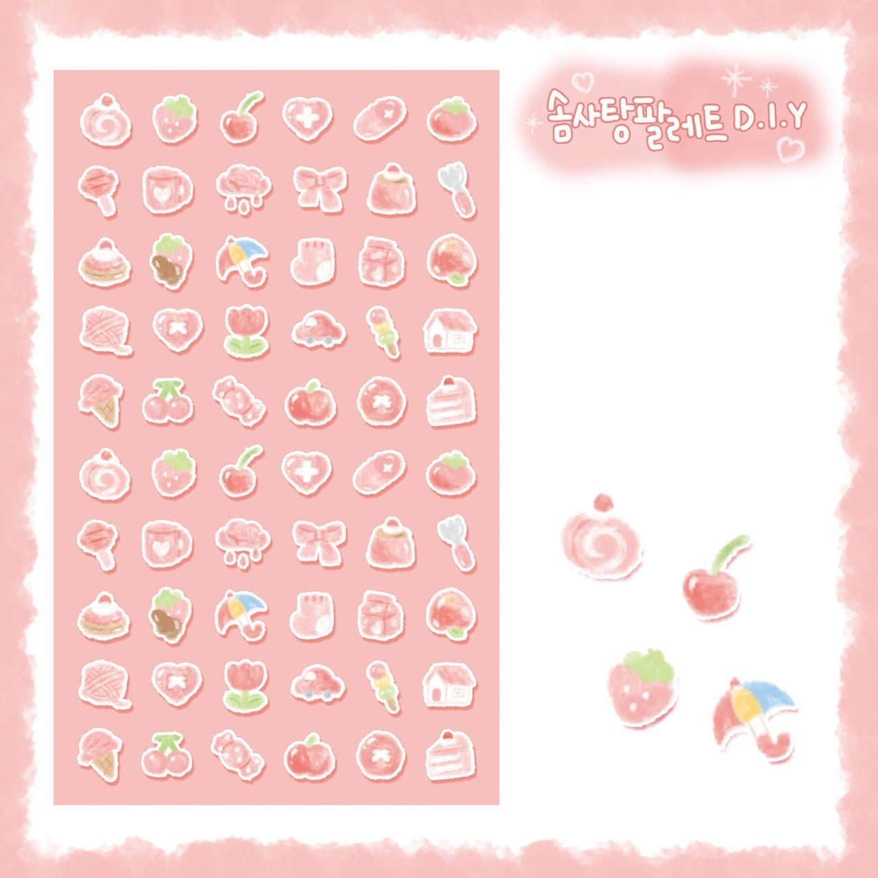 [DC73] Danchoo Cotton Candy Palette DIY Sticker Pack (Pack/Singles) - Danchoo_DC73S1 - Pink_korean_sticker_stationery