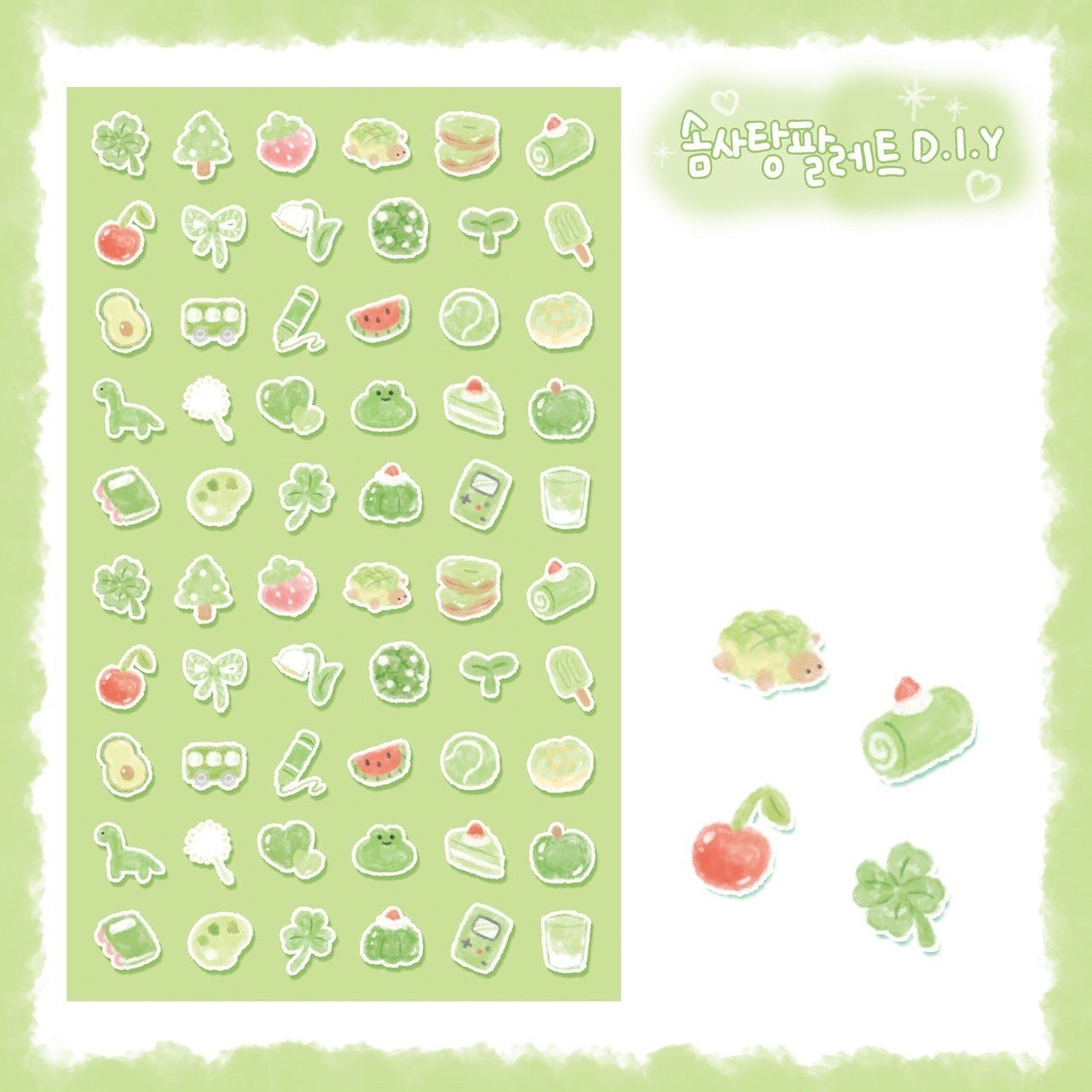 [DC73] Danchoo Cotton Candy Palette DIY Sticker Pack (Pack/Singles) - Danchoo_DC73S4 - Green_korean_sticker_stationery