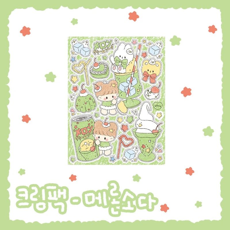 [DC75] Danchoo Cream Sticker Pack (Pack/Singles) - Danchoo_DC75S2 - Melon Soda_korean_sticker_stationery