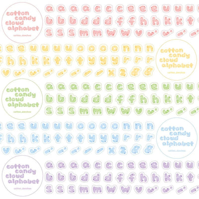 [DC76] Danchoo Cotton Candy Cloud Alphabet Kiss - cut Masking Tape (5 colors) - Danchoo_DC76 - Set_korean_sticker_stationery