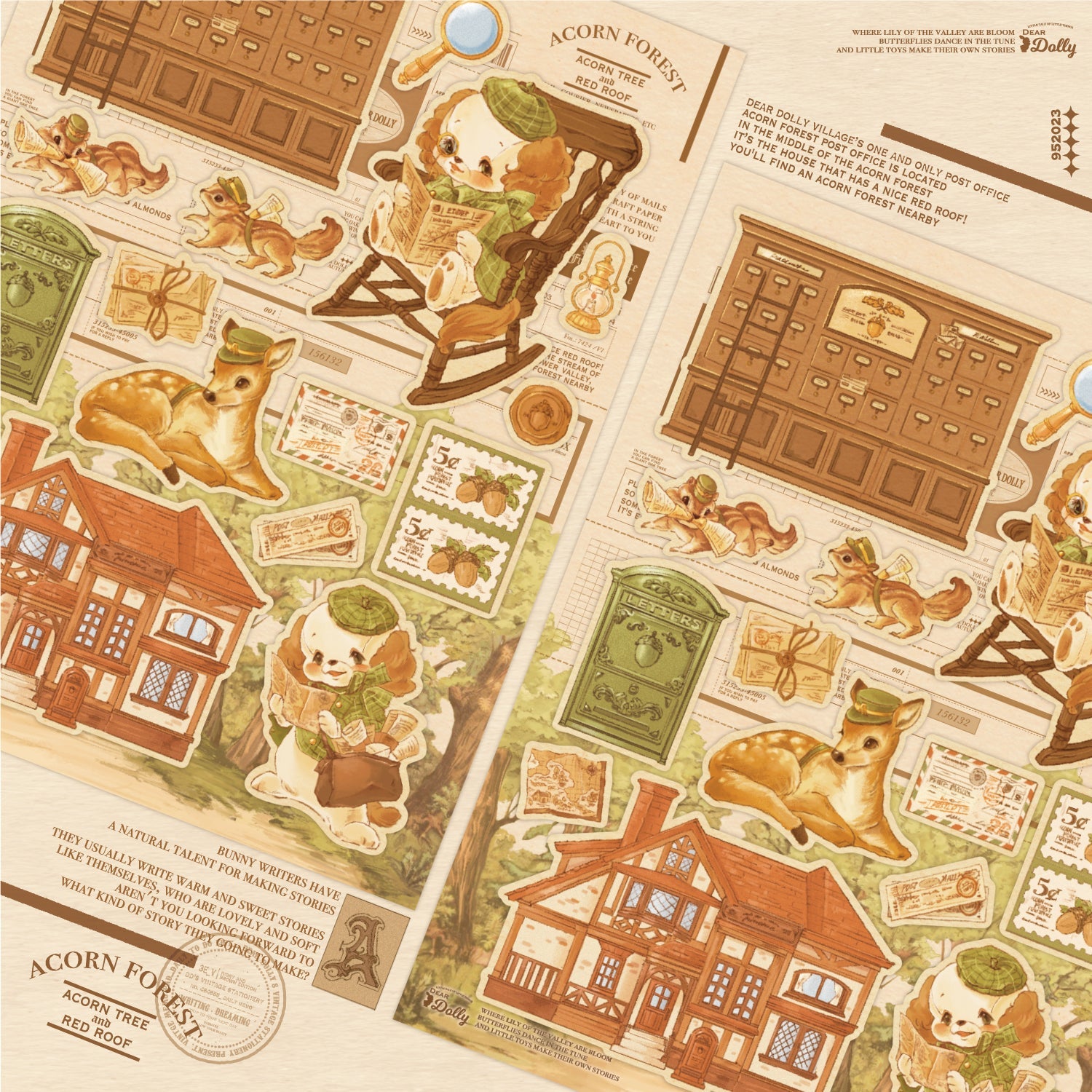 [DD13] Dear Dolly Acorn Forest Post Office Sticker Sheet - Dear Dolly__korean_sticker_stationery