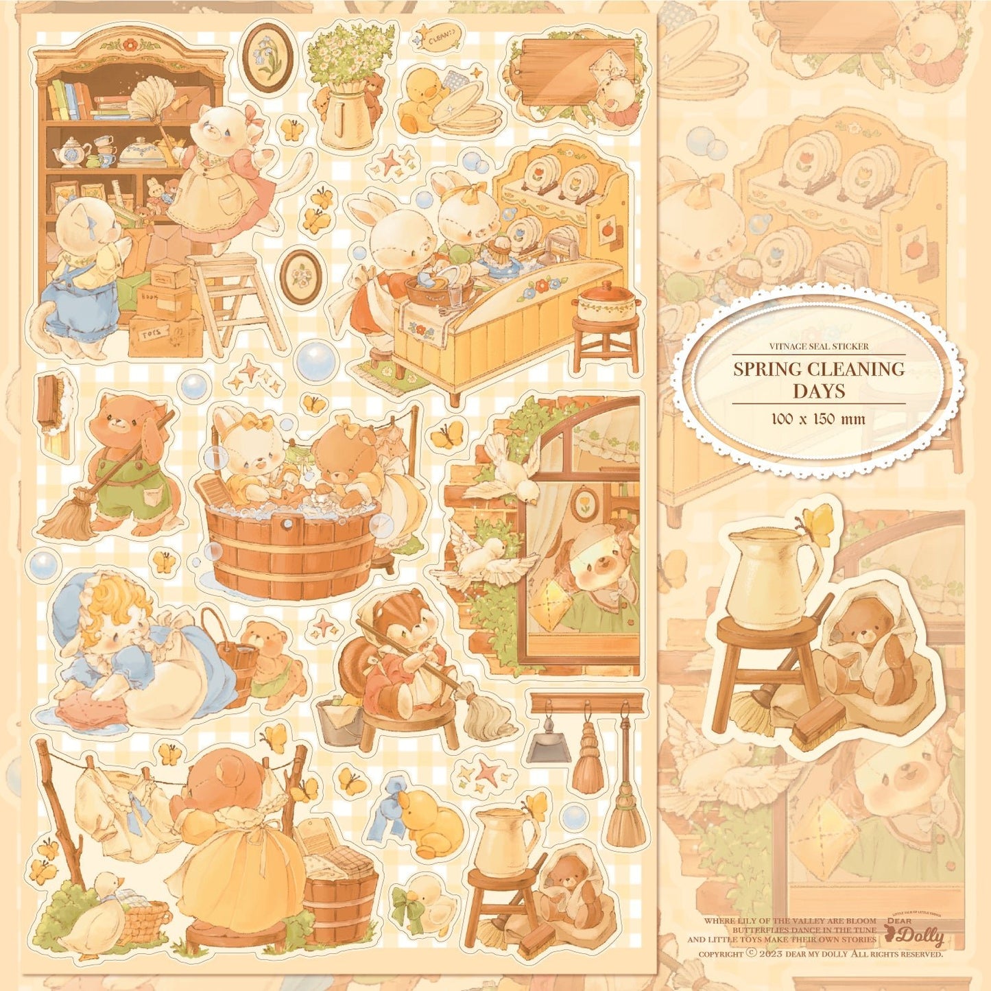 [DD15] Dear Dolly Spring Cleaning Days Sticker Sheet - Dear Dolly__korean_sticker_stationery