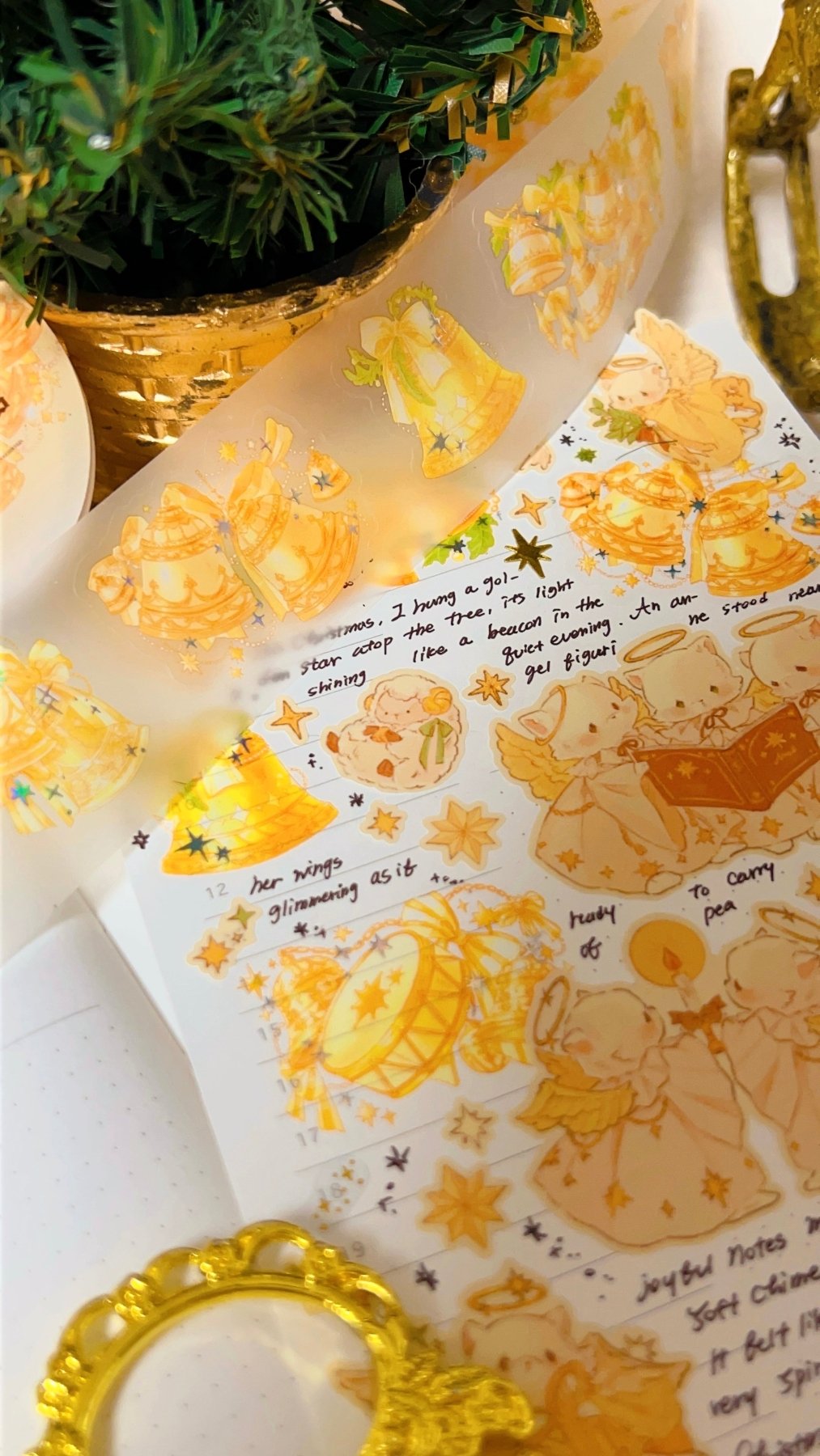 [DD24] Dear Dolly Angelic Bell Ornaments Holographic Kisscut Masking Tape - Dear Dolly__korean_sticker_stationery