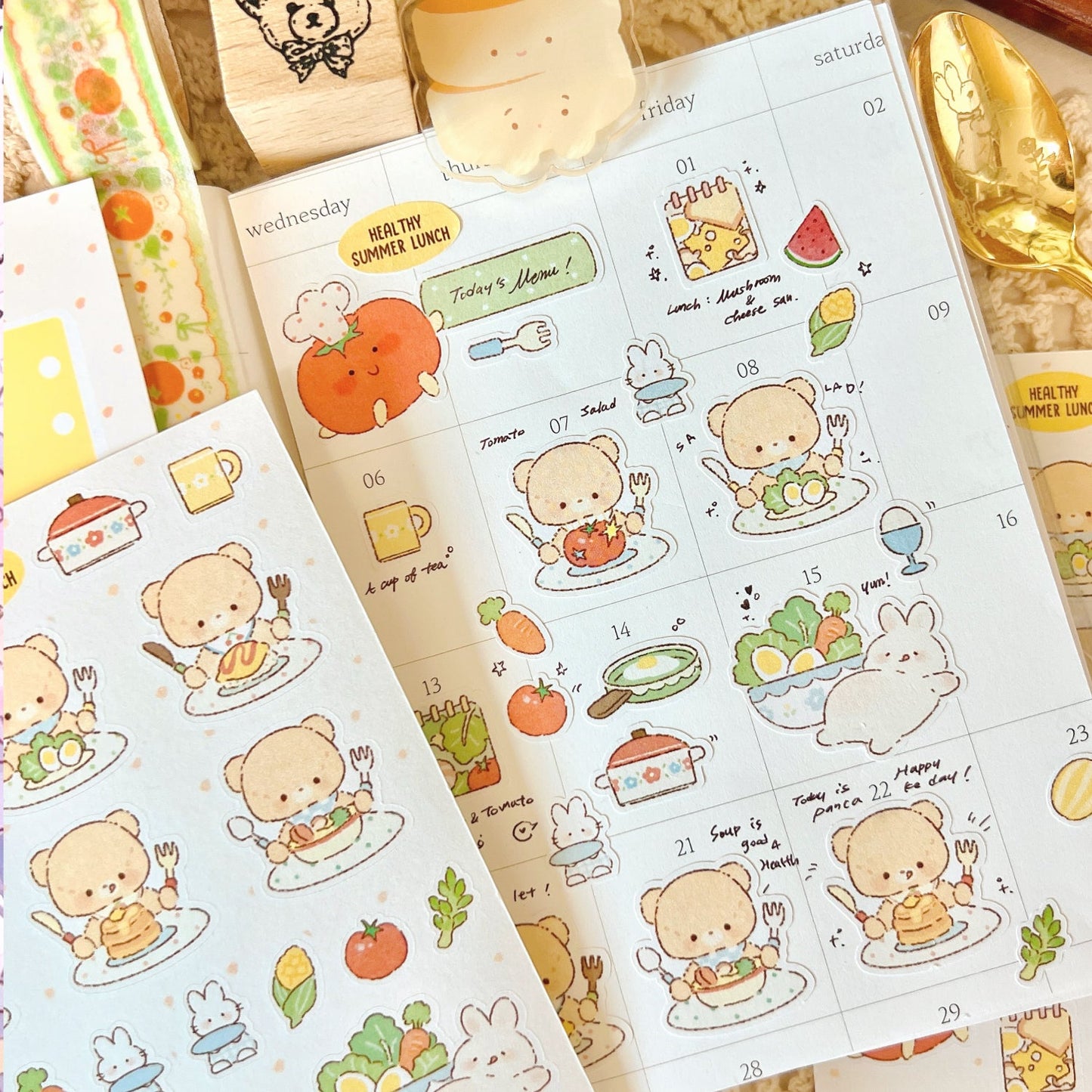 [DD45] Dear Dolly 'Healthy Summer Lunch Time' Sticker Sheet - Dear Dolly__korean_sticker_stationery