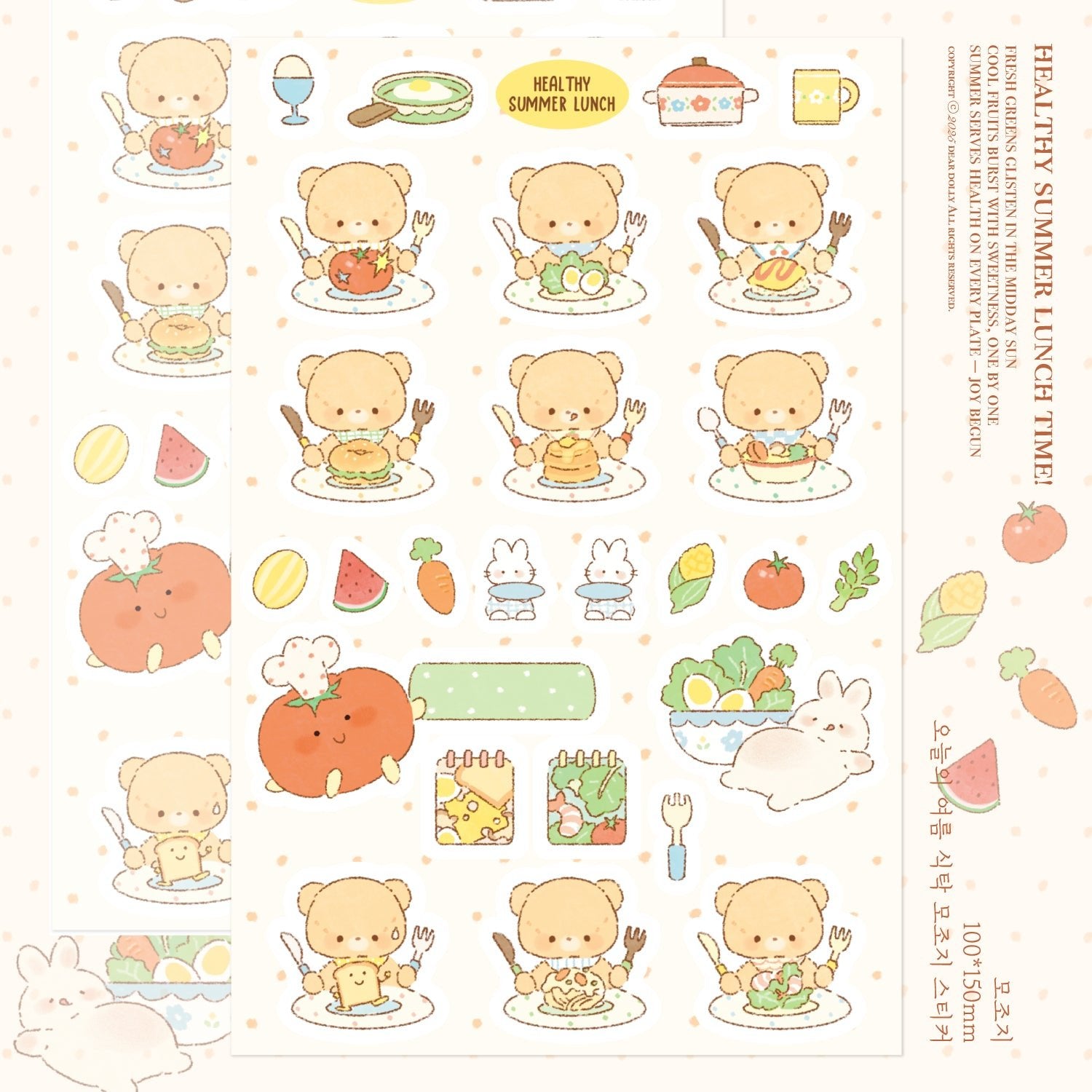 [DD45] Dear Dolly 'Healthy Summer Lunch Time' Sticker Sheet - Dear Dolly__korean_sticker_stationery