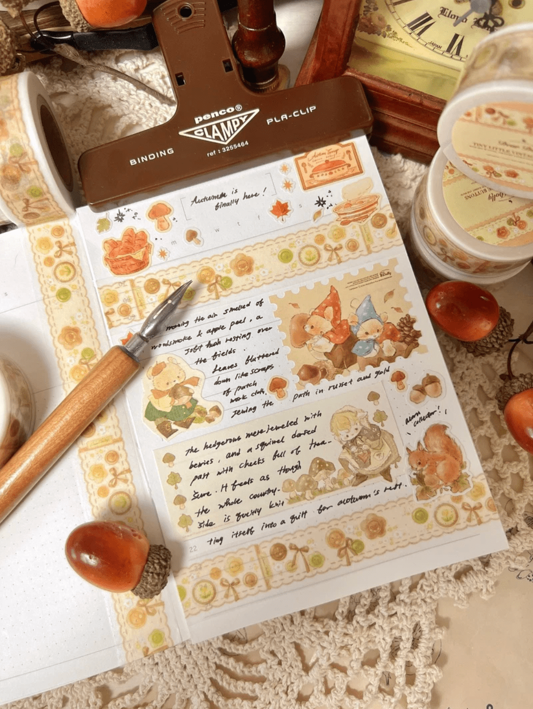 [DD52] Dear Dolly 'Classic Autumn' Masking Tapes (Options) - Dear Dolly_DD52S1 - Tiny Little Vintage Buttons_korean_sticker_stationery