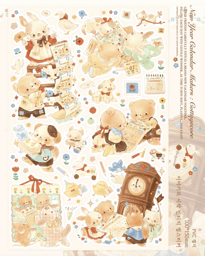 [DD60] Dear Dolly 'New Year Calendar Makers/ A Little Journey to Find Snowflake Flowers' Sticker Sheet - Dear Dolly_DD60S1 - New Year Calendar Makers (Matte)_korean_sticker_stationery