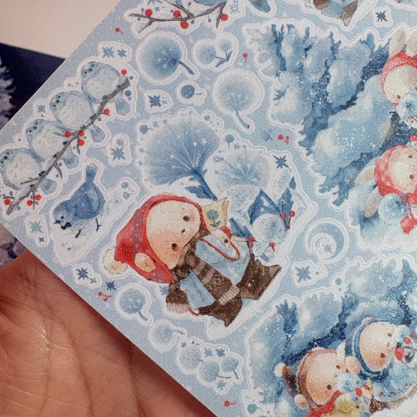 [DD60] Dear Dolly 'New Year Calendar Makers/ A Little Journey to Find Snowflake Flowers' Sticker Sheet - Dear Dolly_DD60S2 - A Little Journey to Find Snowflake Flowers (Glitter)_korean_sticker_stationery