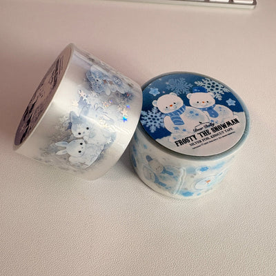 [DD63] Dear Dolly Frosted 'Snow Bunny/Frosty the Snowman' Kisscut Masking Tape (options) - Dear Dolly_DD63S1 - Snow Bunny_korean_sticker_stationery
