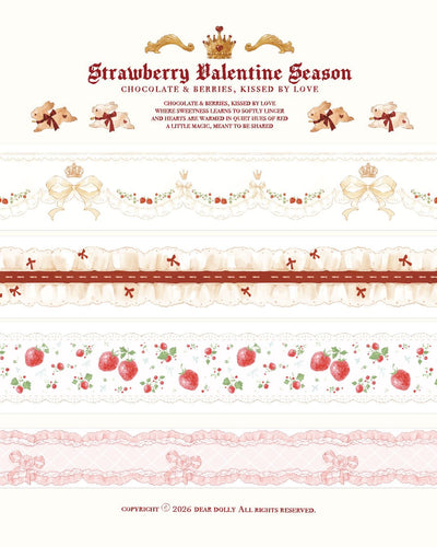[DD69] NEW Dear Dolly 'Strawberry Valentine Season' Masking Tapes (options) - Dear Dolly_DD69S1 - Royal Strawberry Shortcake_korean_sticker_stationery