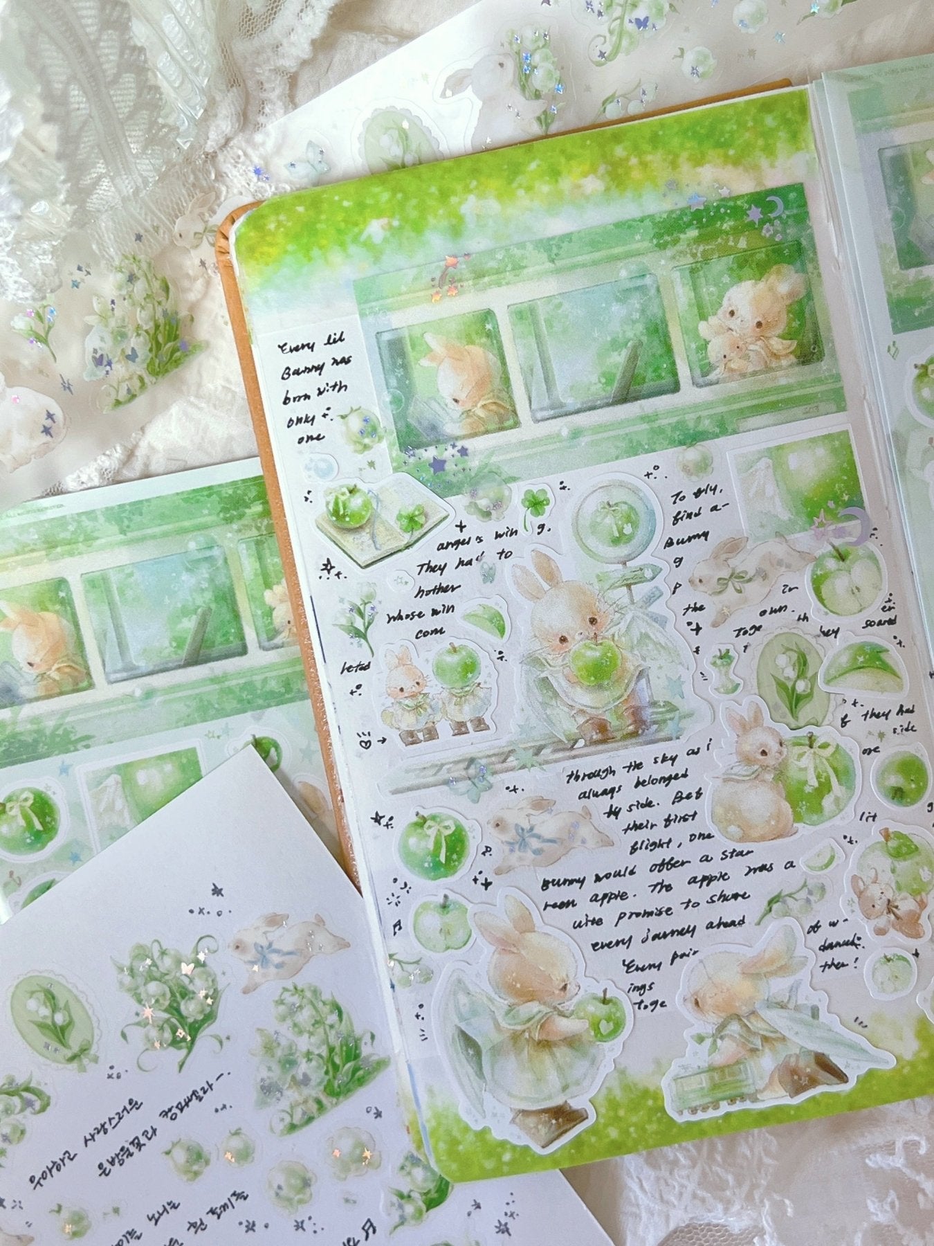[DD74] NEW Dear Dolly 'Prelude to Summer' Sticker Pack (Singles/Pack) -Dear Dolly_DD74S4 - Green Rain and Black Kitten_korean_sticker_stationery