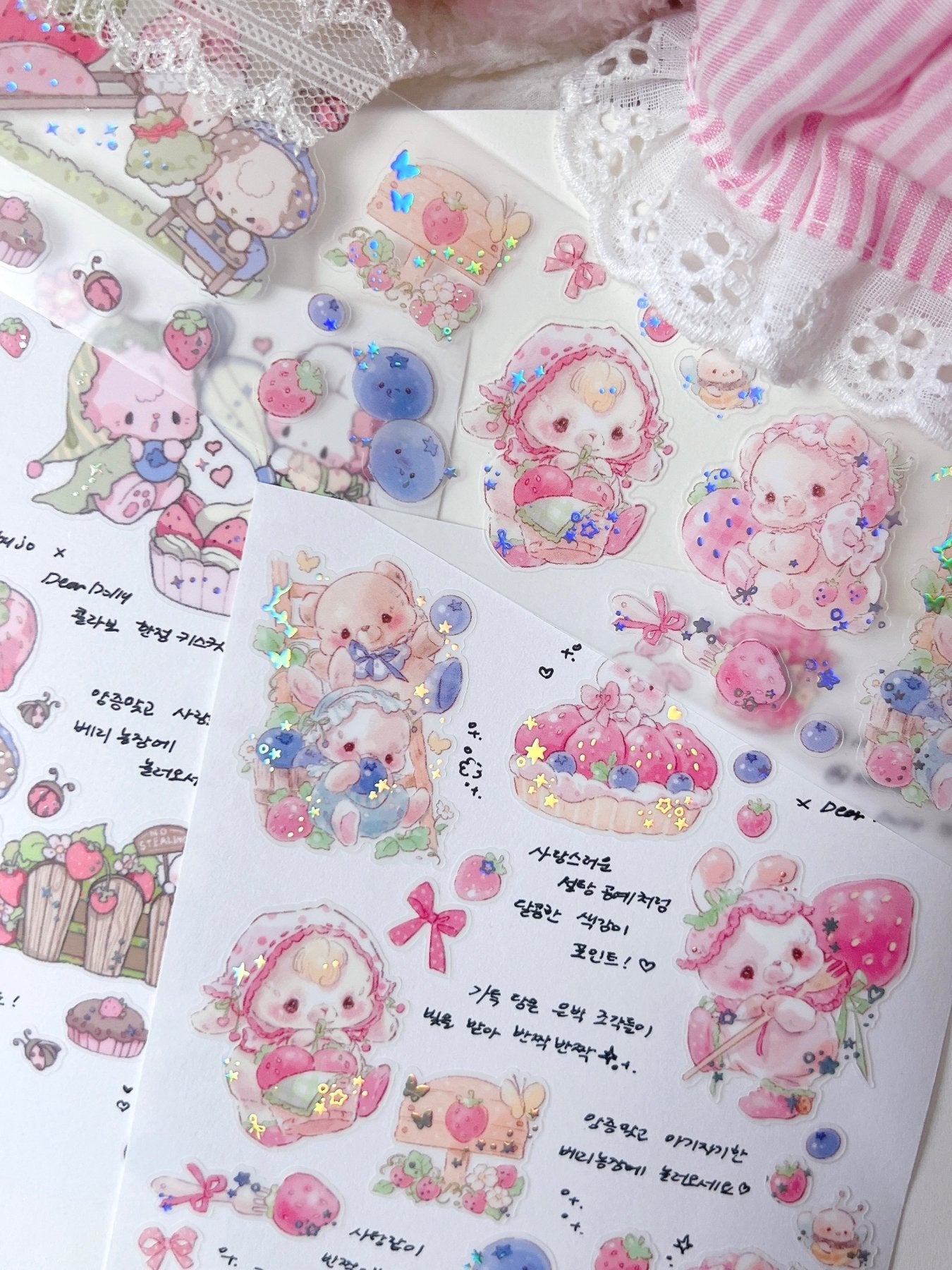 [DD76] NEW Dear Dolly x Atelier by Jo Collaboration 'Berry Patch Picnic' Kisscut Masking Tape -Dear Dolly__korean_sticker_stationery