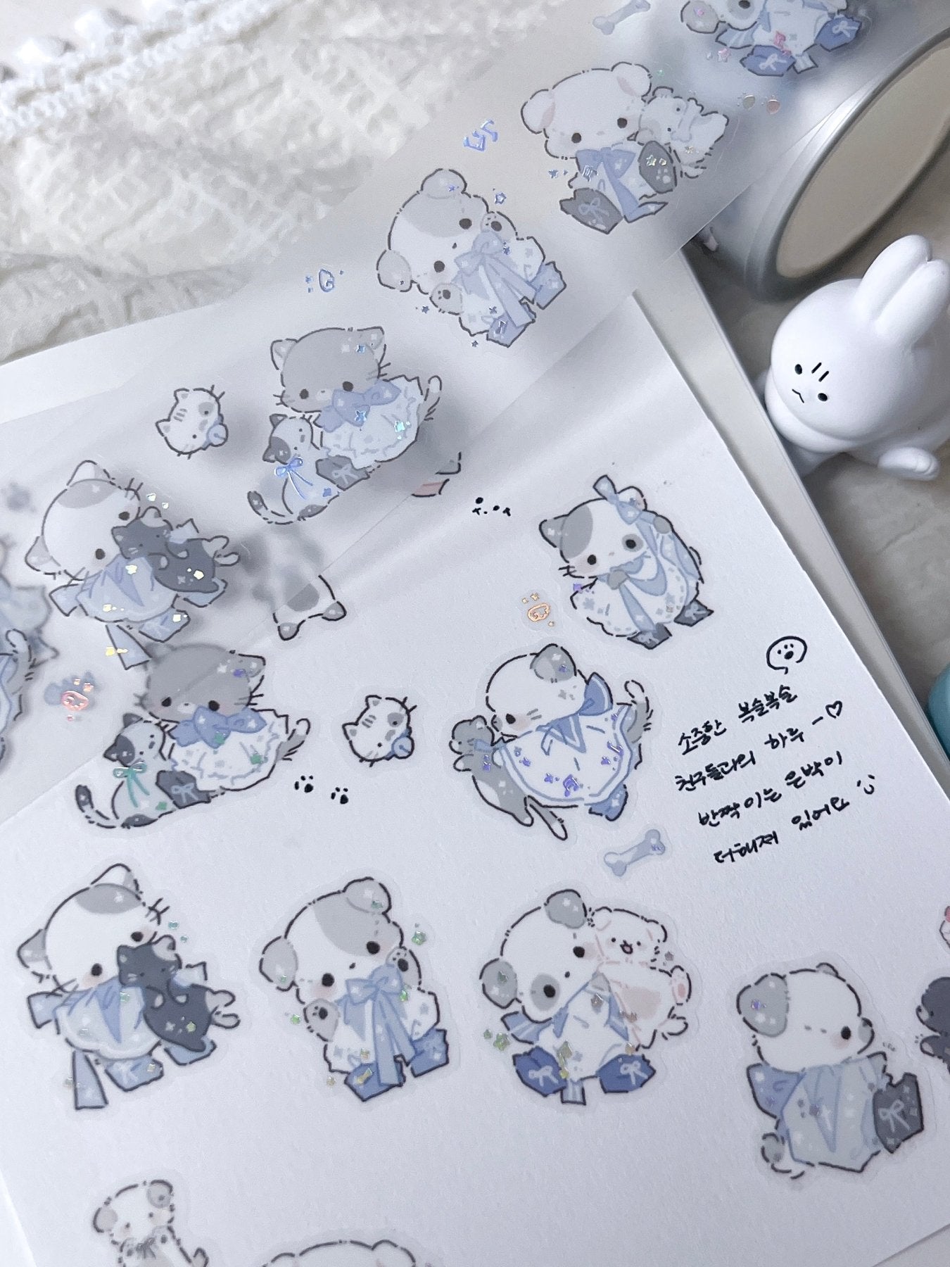 [DD77] NEW Dear Dolly 'Little Puddle Parade/Ribbon Tied Friends' Kisscut Masking Tape (options) -Dear Dolly_DD77S1 - Little Puddle Parade_korean_sticker_stationery
