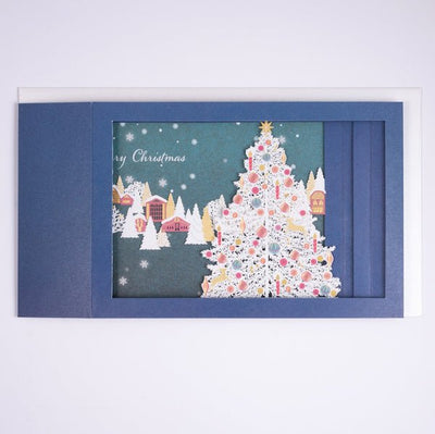 [EA02] EASE Laser Cut Shadow Box Tree Town Christmas Card - EASE__korean_sticker_stationery