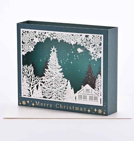 [EA05] EASE Laser Cut Shadow Box Green Christmas Tree Town Card - EASE__korean_sticker_stationery
