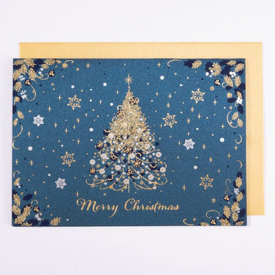 [EA07] EASE Christmas Blue Gold Christmas Tree - EASE__korean_sticker_stationery